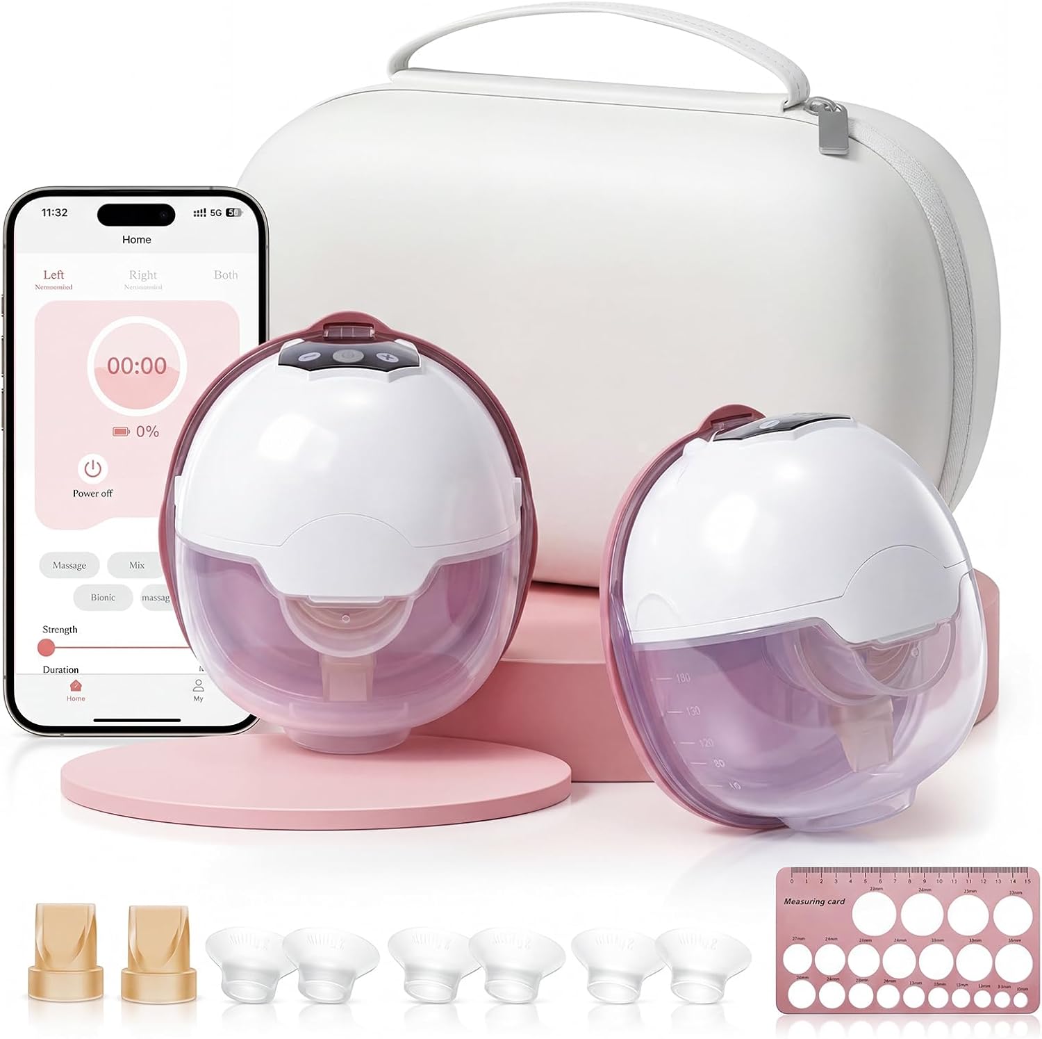 Wearable Breast Pump,Hands-Free Wireless Electric Pump with App-Controlled 5 Modes,15 Adjustable Intensity Settings Lightweight for Office/Driving/Sleeping with