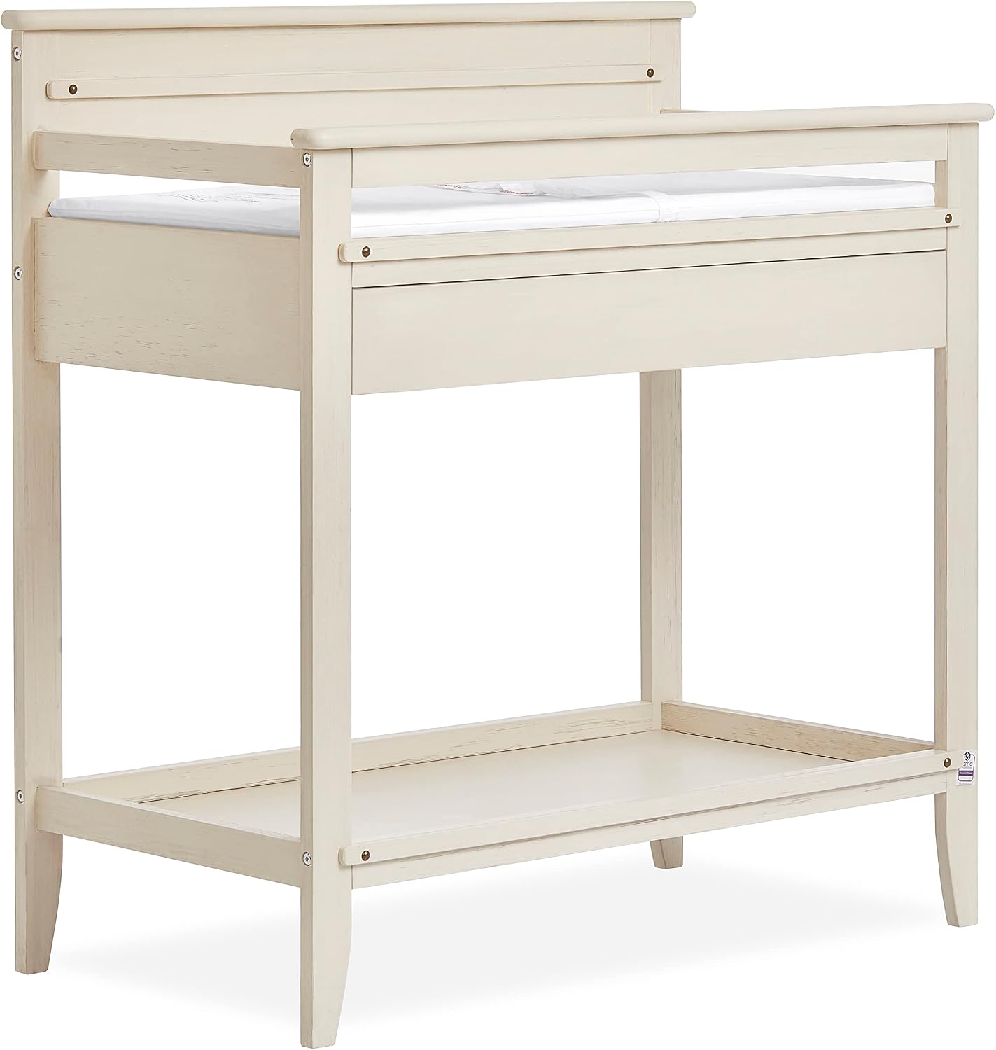 Sweetpea Baby Bayfield Changing Table in Glazed Brush White, BSA & Greenguard Gold Certified, Made of Sustainable New Zealand Pinewood, Easy to Assemble, Non-To