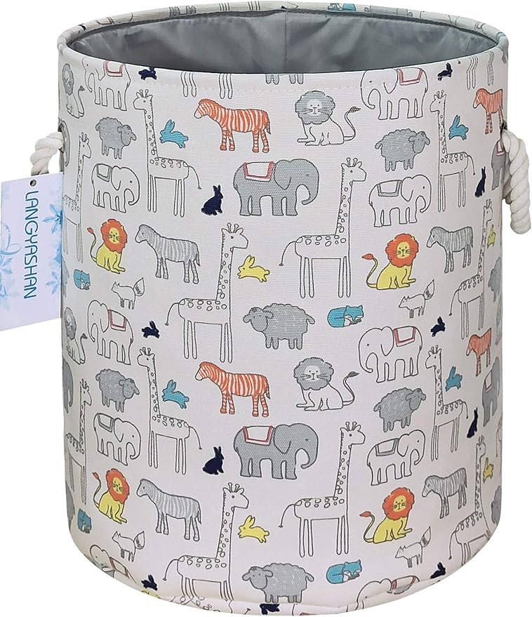 Round Thick Laundry Basket Collapsible Organizer Boys Girls Animal