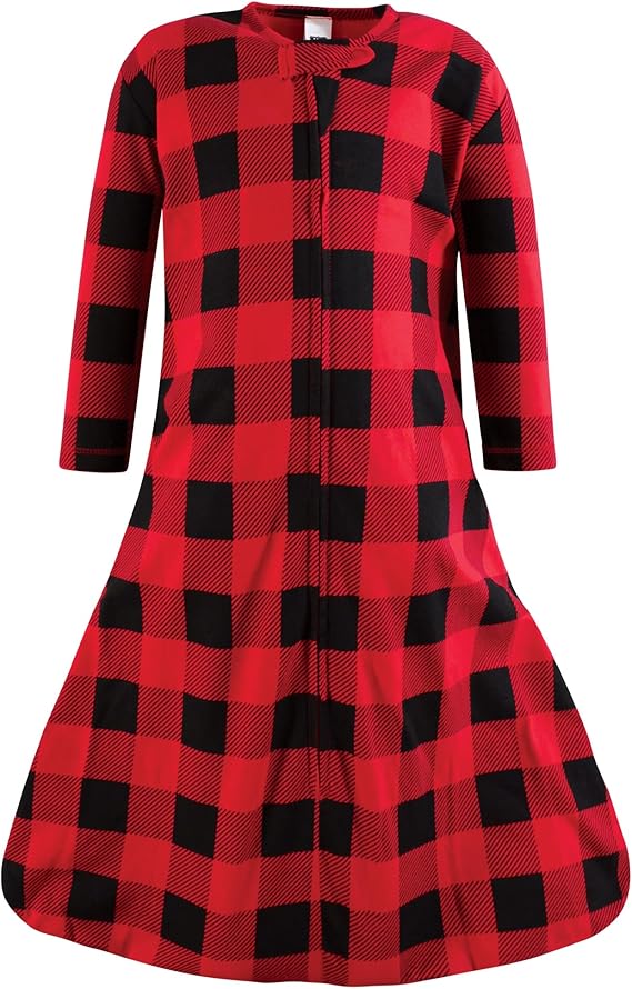 Hudson Baby Unisex Long Sleeve Cotton Jersey Sleeping Bag, Buffalo Plaid, 12-18 Months