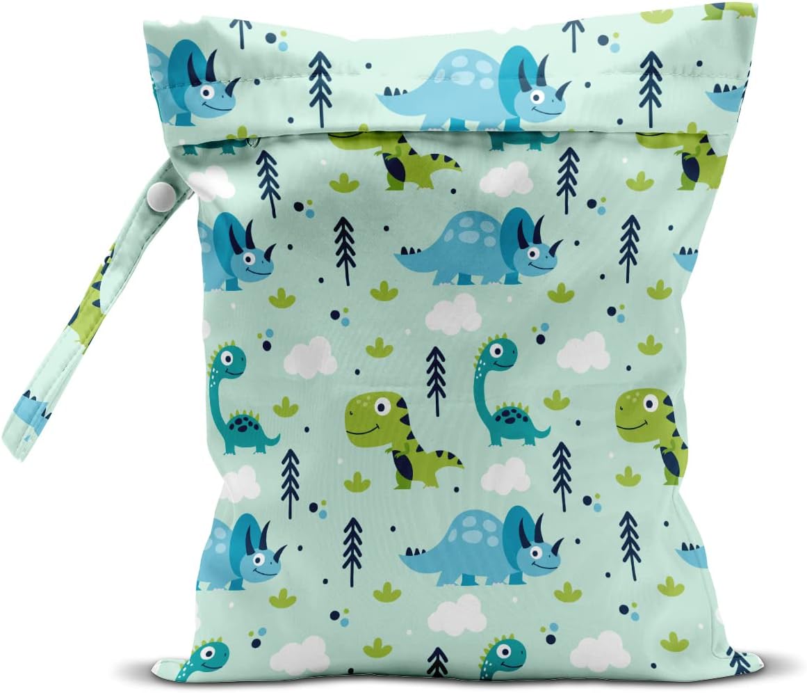 zcyxuuw Wet Bag, Wet Dry Bag, Wet Bag for Swimsuit, Travel, Beach, Pool, Diapers, Dirty Yoga Gym Clothes, Makeup Bag, Waterproof Reusable Dinosaur Decor