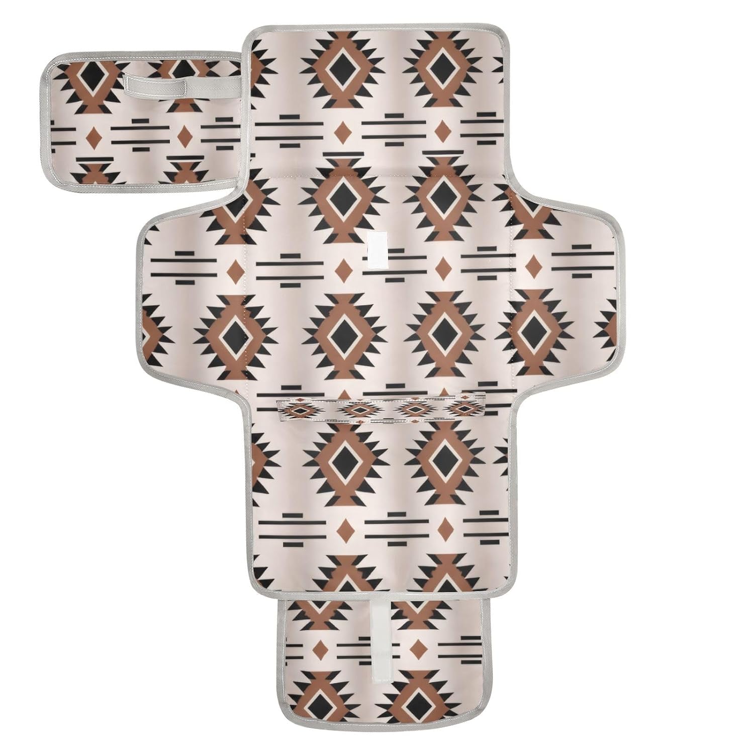 WELLDAY Western Aztec Geometric Baby Changing Pad - Waterproof Diaper Changing Pad with Built-in Pillow - Portable Travel Changing Mat for Newborn Girl & Boy