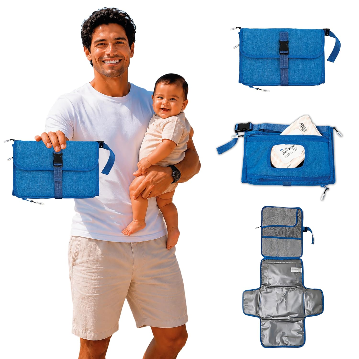 Keppii Essential™ Portable Diaper Changing Pad -Baby Diaper Changer Travel Bag with Wipes Pocket, Smart Design Portable Changing Mat, Infant Travel Station Kit,