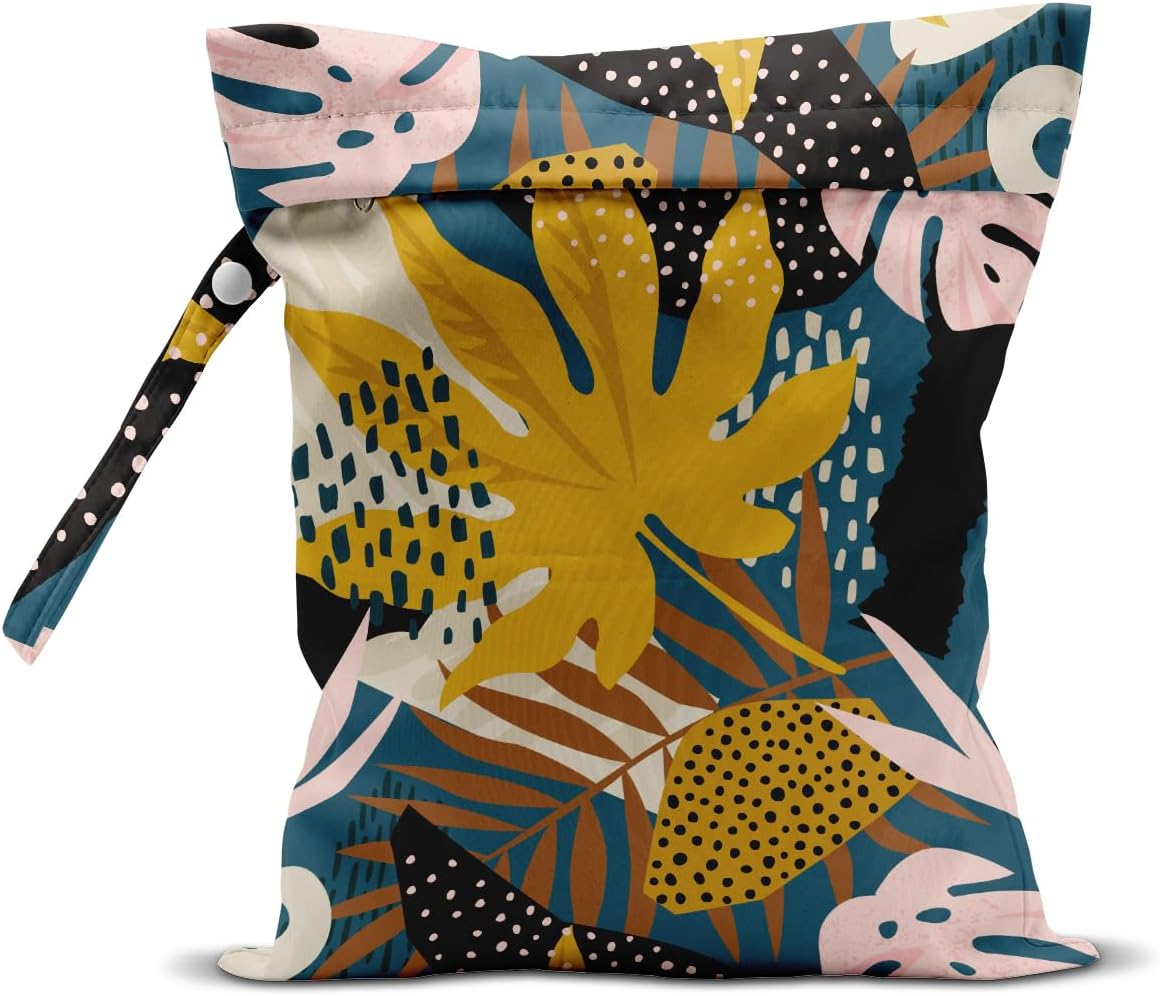 zcyxuuw Wet Bag, Wet Dry Bag, Wet Bag for Swimsuit, Travel, Beach, Pool, Diapers, Dirty Yoga Gym Clothes, Makeup Bag, Waterproof Tropical Palm Leaves Decor Jung