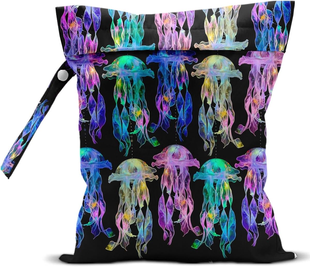 zcyxuuw Waterproof Wet Bag for Swimsuit, Travel Beach Wet Dry Bag, Hidden Zipper Reusable Jellyfish Wet Bags, for Travel Beach Wet Swimsuits Toiletries Diapers