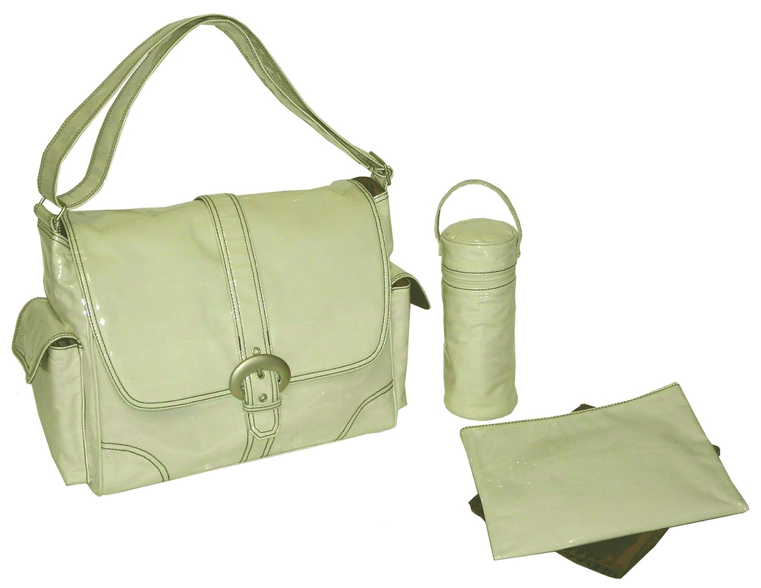 Kalencom Laminated Buckle Bag, Cream Corduroy