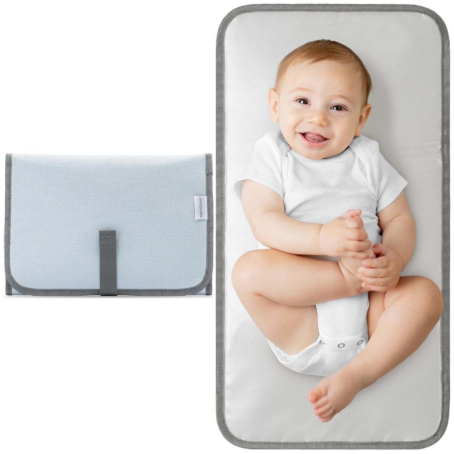 Comfy Cubs Baby Changing Pad Compact Size - Waterproof Diaper Changing Mat with Cushioned Pillow - Soft & Lightweight, Foldable Design for Travel - Stylish Desi