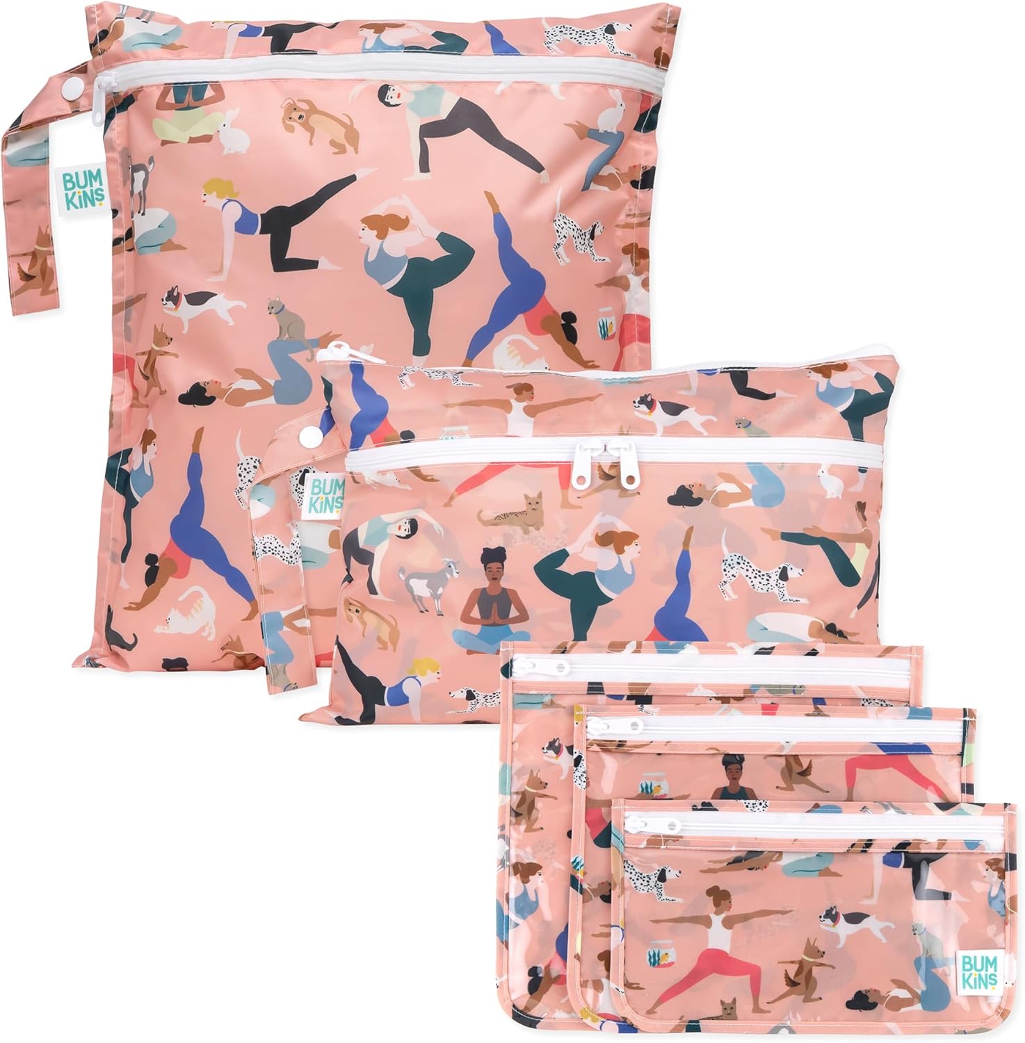 Bumkins - Waterproof Wet Bag, Wet/Dry Clutch & Clear Travel Bags - For Beach, Baby, Travel, Cloth Diapers, Pump Parts, Pool, Gym, Toiletries - Reusable & Easy t