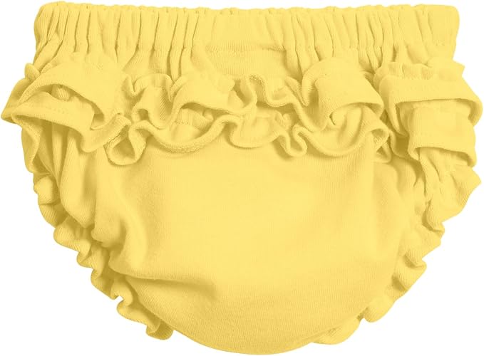 City Threads Ruffle Diaper Cover for Baby Girls Soft Cotton, Made in USA Baby Girl Bloomers (Yellow, 12-18 Months)