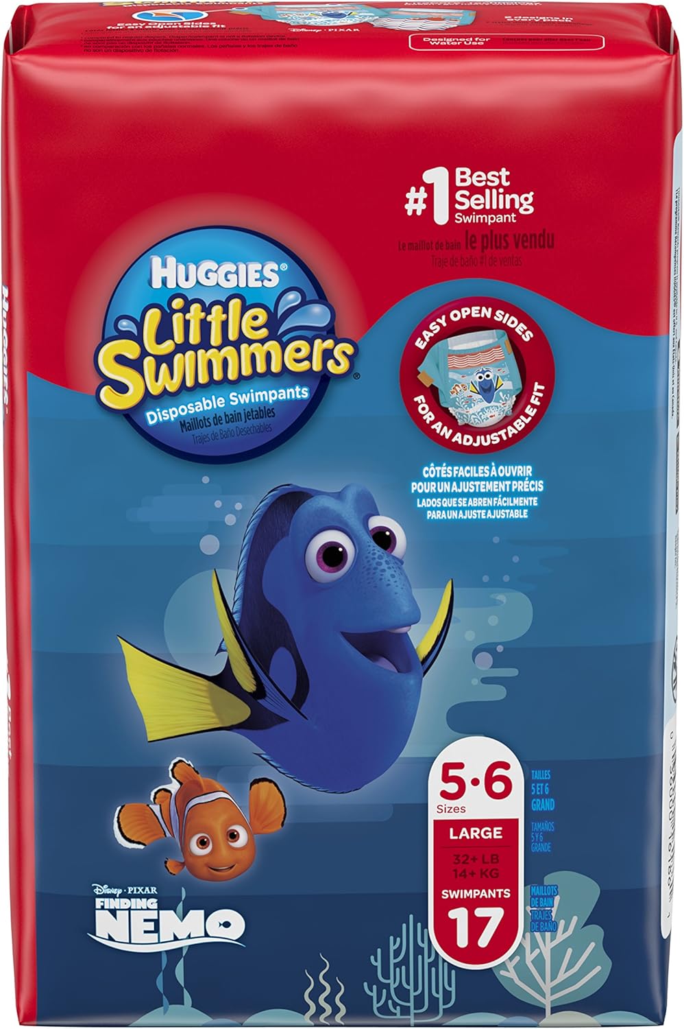 Huggies Little Swimmers Disposable Swim Diapers, Swimpants, Size 5-6 Large (over 32 lb.), 17Ct. (pack of 6) (Packaging May Vary)