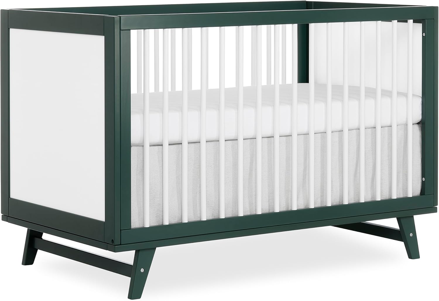 Dream On Me Carter 5-in-1 Convertible Full-Size Baby Crib, Olive & White, GreenGuard Gold & JPMA, Sustainable Pinewood, Converts to Toddler, Day & Full-Size Bed