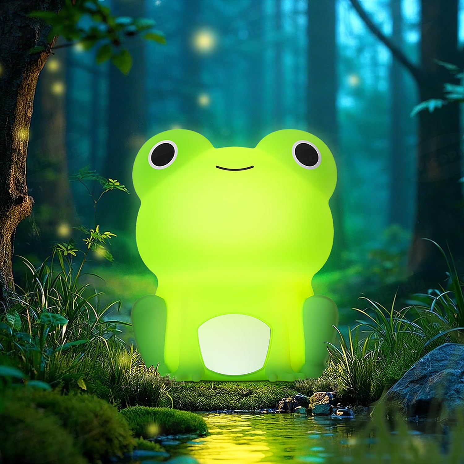 vicopig Frog Night Light, Cute Frog Lamp Gifts Bedside Lamp for Nursery, Touch Control Silicone Animal Night Light, Portable and Rechargeable Dimmable, Room Fro