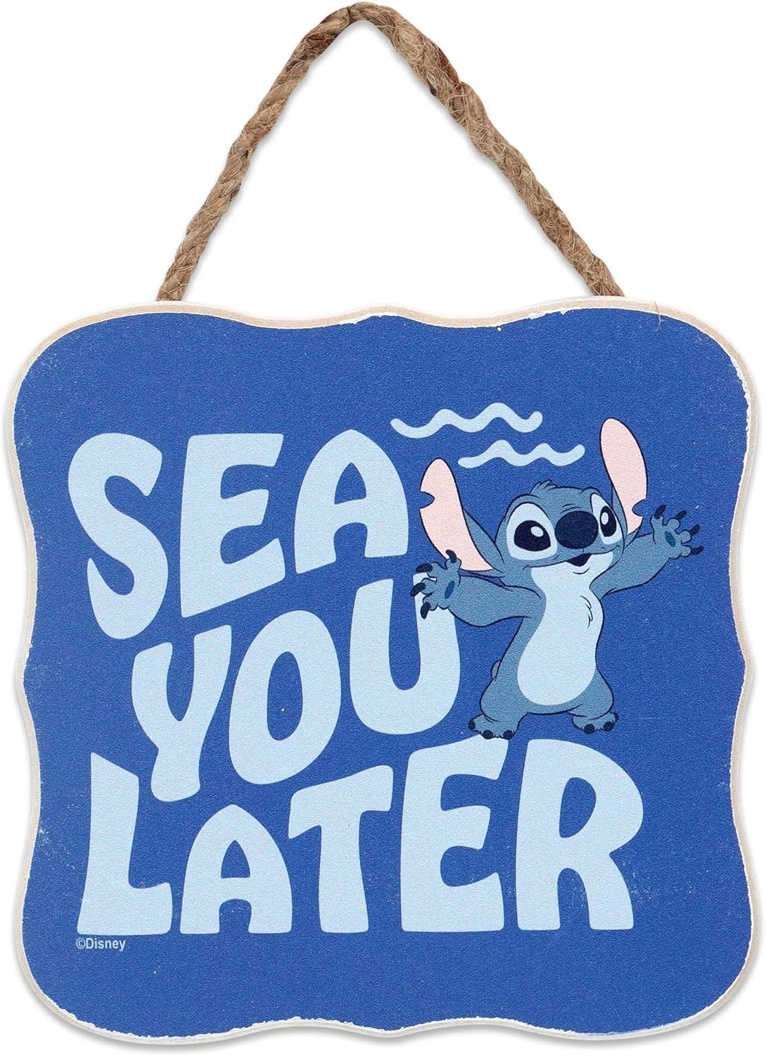 Disney Lilo and Stitch Sea You Later Hanging Wood Wall Decor - Fun Beach Themed Stitch Sign for Home