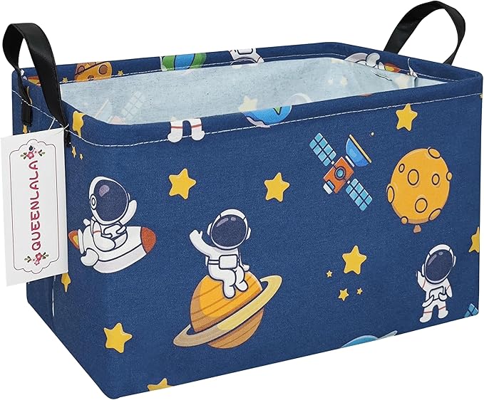 Rectangular Collapsible Laundry Basket with Side Handles, Star Astronaut