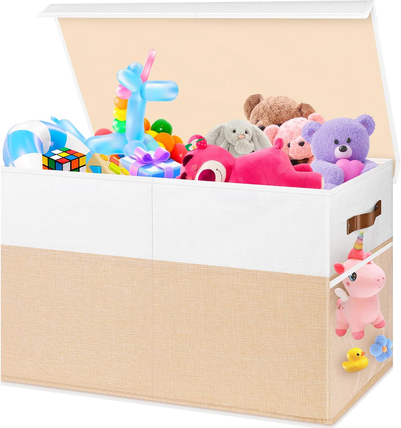 Mabahoo Large Toy Box, Collapsible Sturdy Storage Chest With Lids, Kids Toy Chest Storage Organizer Toddler Bin Boxes for Living Room, Bedroom, Nursery, 25"x13"