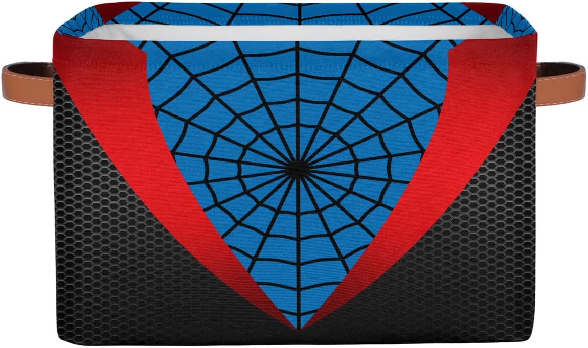 Ackutea Nursery Decor Storage Bins - Blue Red Spider Web Large Collapsible Rectangle Shelf Closet Organizer Baskets for Kids Dirty Clothes,Bedroom,Bathroom,Toy