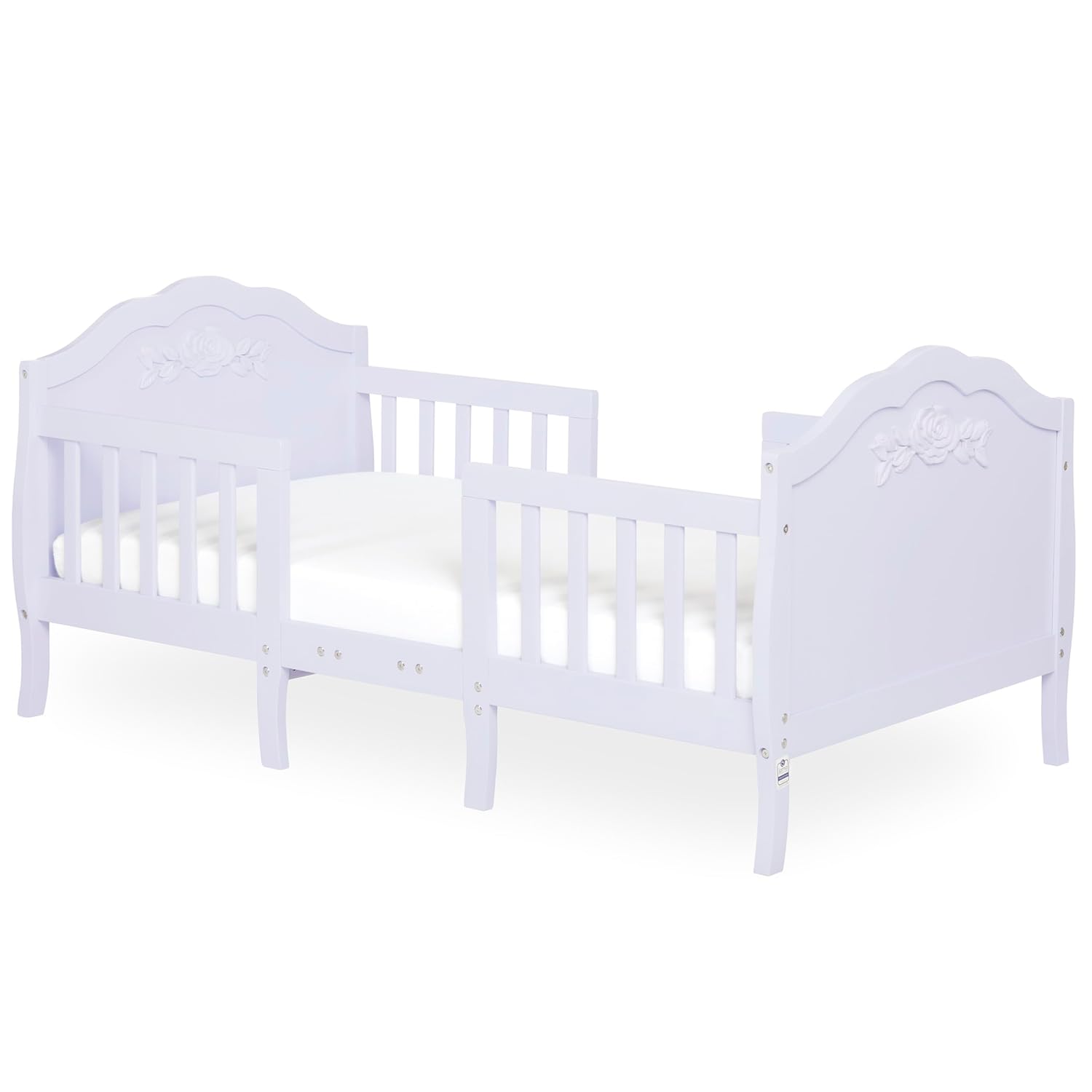 Sweetpea Baby Rose 3-in-1 Convertible Toddler Bed in Lavender, Greenguard Gold Certified, BSA Certified, Safety Rails, Made of Sustainable New Zealand Pinewood